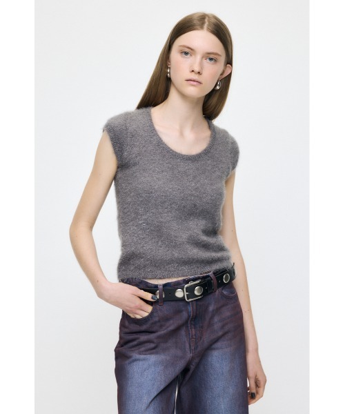 MOUSSY(マウジー)の「【26年AW新作】SCOOP NECK SHAGGY BABY ニット(ニット/セーター・レディース・グレー/ネイビー/ベージュ・FREE)」の5枚目の写真