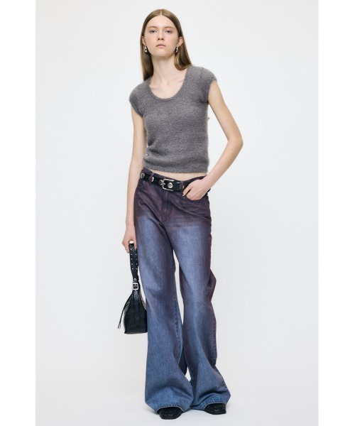MOUSSY(マウジー)の「【26年AW新作】SCOOP NECK SHAGGY BABY ニット(ニット/セーター・レディース・グレー/ネイビー/ベージュ・FREE)」の6枚目の写真