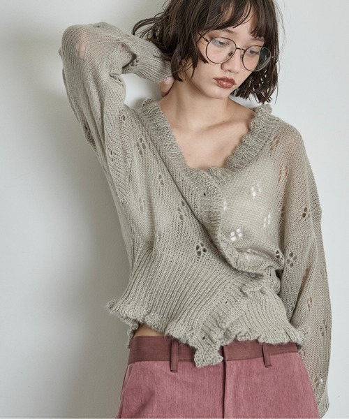 THE YOn(ザヨン)の「マルチWayモヘアタッチシアーニットカーディガン(カーディガン/ボレロ・レディース・アイボリー/グレイッシュベージュ/ブラック・FREE)」の3枚目の写真