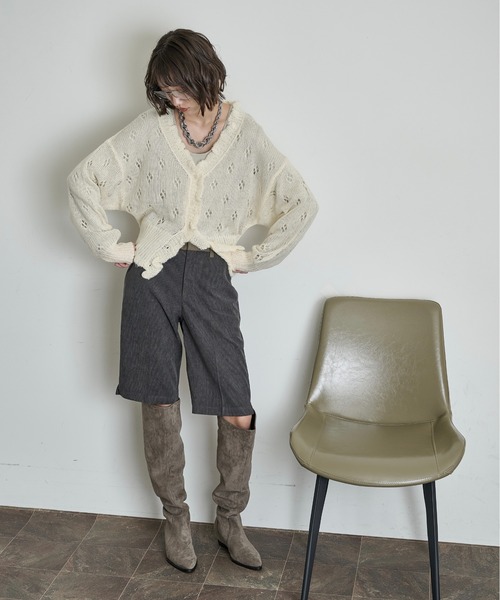 THE YOn(ザヨン)の「マルチWayモヘアタッチシアーニットカーディガン(カーディガン/ボレロ・レディース・アイボリー/グレイッシュベージュ/ブラック・FREE)」の16枚目の写真