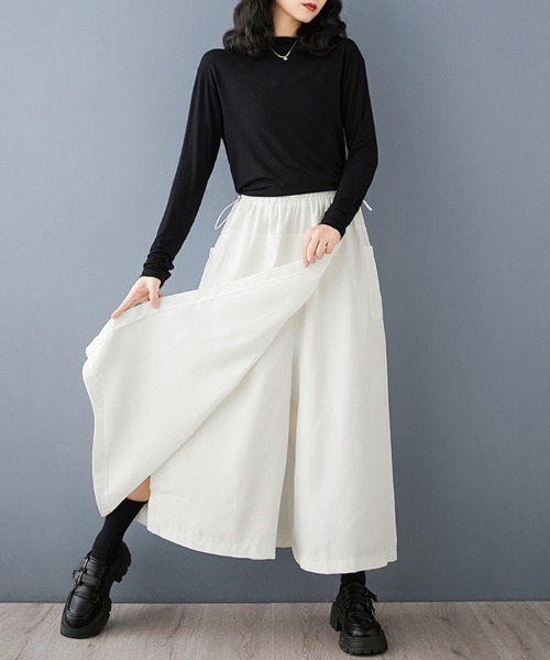 ONEP STAR(ワンピスター)の「ラップ風ポケット付きワイドパンツ・スカーチョ(スカート・レディース・ブラック/ネイビー・LARGE/X-LARGE/XX-LARGE)」の16枚目の写真