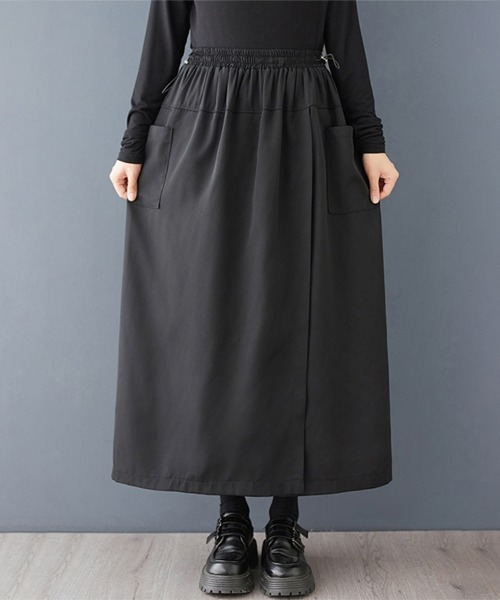 ONEP STAR(ワンピスター)の「ラップ風ポケット付きワイドパンツ・スカーチョ(スカート・レディース・ブラック/ネイビー・LARGE/X-LARGE/XX-LARGE)」の15枚目の写真