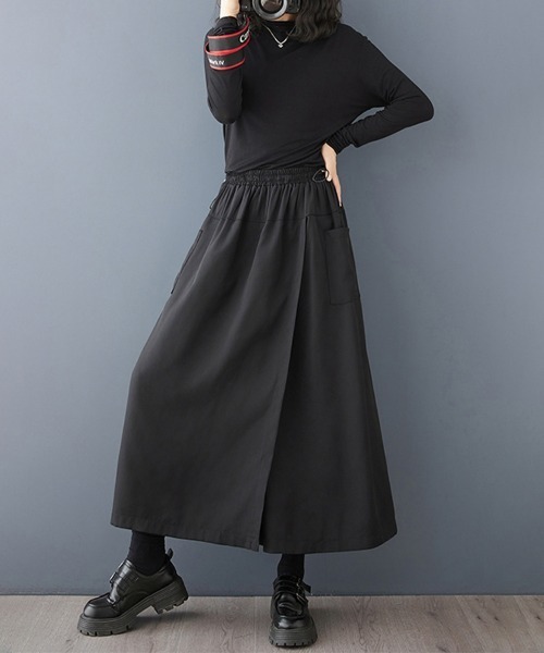 ONEP STAR(ワンピスター)の「ラップ風ポケット付きワイドパンツ・スカーチョ(スカート・レディース・ブラック/ネイビー・LARGE/X-LARGE/XX-LARGE)」の13枚目の写真