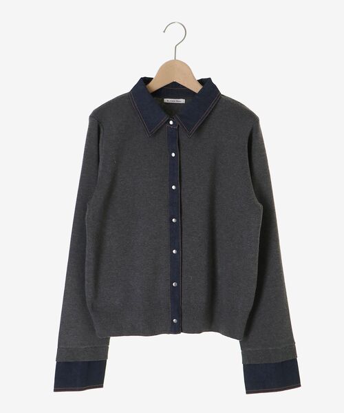 le.coeur blanc(ルクールブラン)の「デニムドッキングニットカーディガン(カーディガン/ボレロ・レディース・チャコールグレー/アイボリー・38)」の4枚目の写真