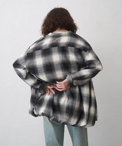CIAOPANIC TYPY(チャオパニックティピー)の「∴【ZOZO限定】裾バルーンチェックチュニックブラウス(シャツ/ブラウス・レディース・ネイビー/ブラウン/ブラック・ONE SIZE)」の9枚目の写真