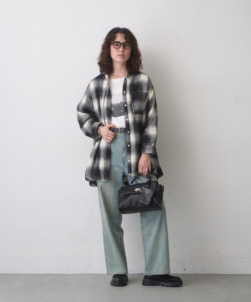 CIAOPANIC TYPY(チャオパニックティピー)の「∴【ZOZO限定】裾バルーンチェックチュニックブラウス(シャツ/ブラウス・レディース・ネイビー/ブラウン/ブラック・ONE SIZE)」の10枚目の写真