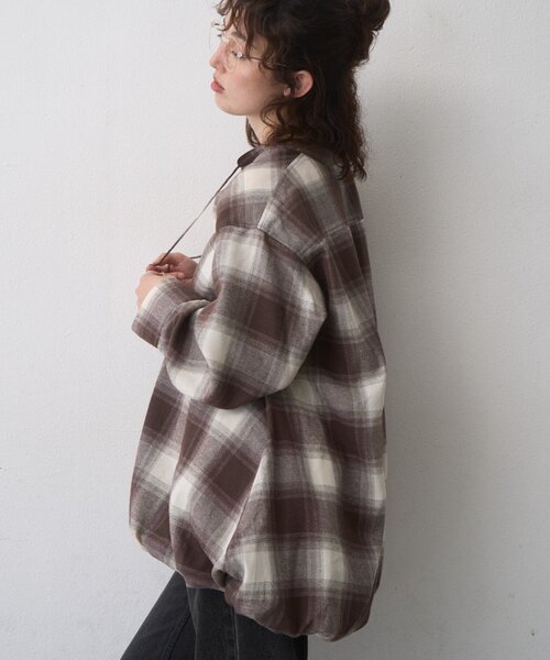 CIAOPANIC TYPY(チャオパニックティピー)の「∴【ZOZO限定】裾バルーンチェックチュニックブラウス(シャツ/ブラウス・レディース・ネイビー/ブラウン/ブラック・ONE SIZE)」の17枚目の写真
