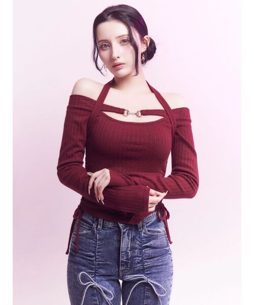 EATME(イートミー)の「ホルターネックドロストアシメTOP(Tシャツ/カットソー・レディース・ワイン/ブラック/アイボリー・FREE)」の13枚目の写真