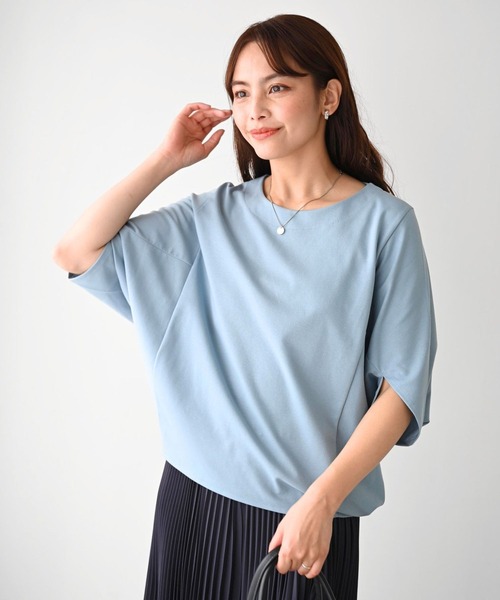 Ehre style(エーレスタイル)の「体型カバーをもっとおしゃれに。大人のお仕事Tシャツ(Tシャツ/カットソー・レディース・ホワイト/チャコールグレー/ブルー・FREE)」の11枚目の写真