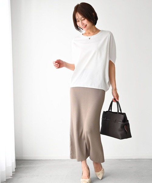 Ehre style(エーレスタイル)の「体型カバーをもっとおしゃれに。大人のお仕事Tシャツ(Tシャツ/カットソー・レディース・ホワイト/チャコールグレー/ブルー・FREE)」の12枚目の写真
