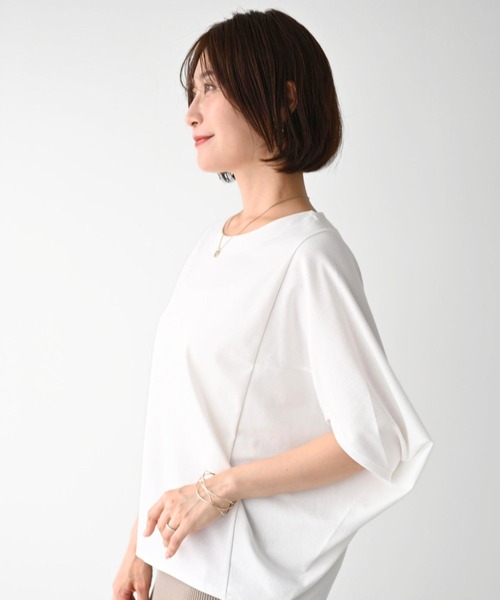 Ehre style(エーレスタイル)の「体型カバーをもっとおしゃれに。大人のお仕事Tシャツ(Tシャツ/カットソー・レディース・ホワイト/チャコールグレー/ブルー・FREE)」の13枚目の写真