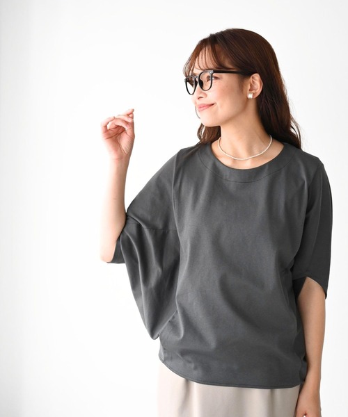 Ehre style(エーレスタイル)の「体型カバーをもっとおしゃれに。大人のお仕事Tシャツ(Tシャツ/カットソー・レディース・ホワイト/チャコールグレー/ブルー・FREE)」の15枚目の写真