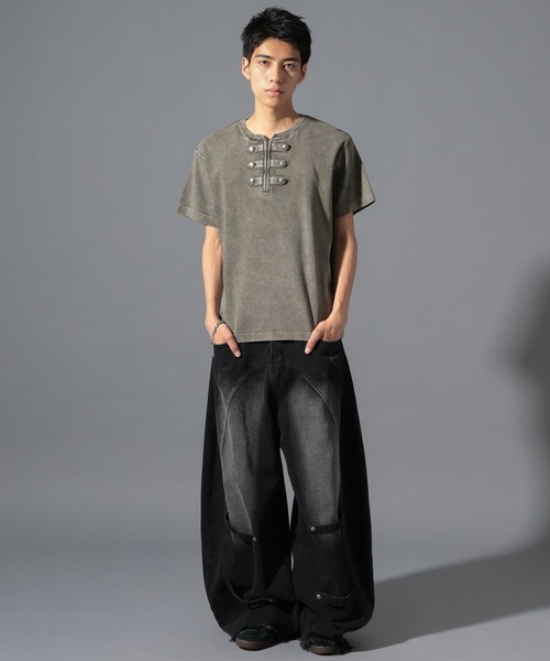 LAND MUSEUM(ランドミュージアム)の「LAND MUSEUM/ナポレオンヘンリーネックTシャツ(Tシャツ/カットソー・メンズ・スモーク/ブラック・LARGE/MEDIUM)」の5枚目の写真