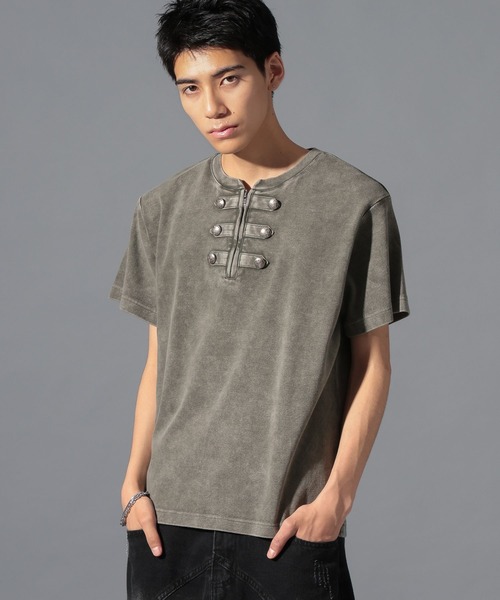 LAND MUSEUM(ランドミュージアム)の「LAND MUSEUM/ナポレオンヘンリーネックTシャツ(Tシャツ/カットソー・メンズ・スモーク/ブラック・LARGE/MEDIUM)」の7枚目の写真