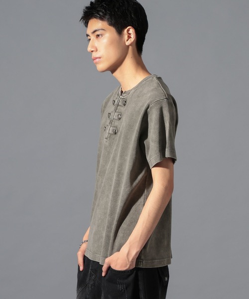 LAND MUSEUM(ランドミュージアム)の「LAND MUSEUM/ナポレオンヘンリーネックTシャツ(Tシャツ/カットソー・メンズ・スモーク/ブラック・LARGE/MEDIUM)」の8枚目の写真