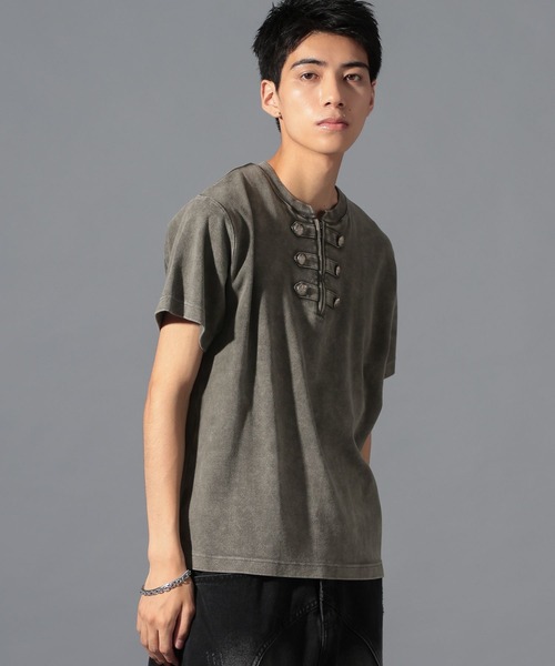 LAND MUSEUM(ランドミュージアム)の「LAND MUSEUM/ナポレオンヘンリーネックTシャツ(Tシャツ/カットソー・メンズ・スモーク/ブラック・LARGE/MEDIUM)」の9枚目の写真