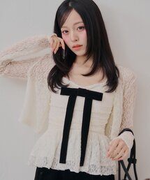 SALON by Chico/セットアップ対応】太リボンペプラムジップスウェット