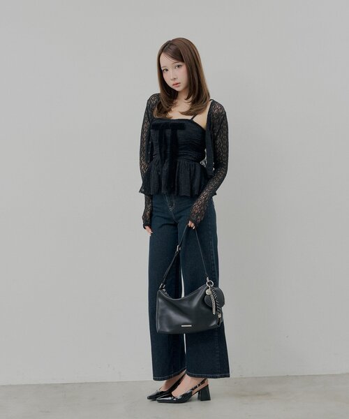 Chico(チコ)の「レースリボンキャミ+カーデセット(Tシャツ/カットソー・レディース・ピンクベージュ/ブラック/アイボリー・FREE)」の18枚目の写真