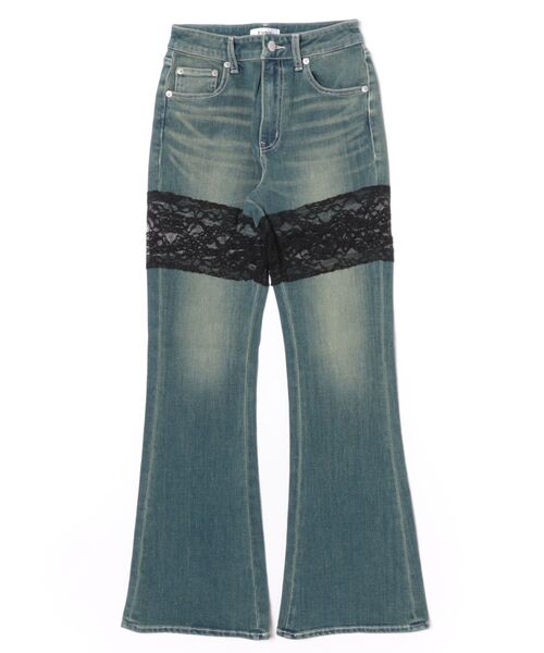 EVRIS（エヴリス）の「レースドッキングフレアデニムパンツ（デニムパンツ・レディース・ブルー/ブラック・SMALL/MEDIUM/X-SMALL）」の2枚目の写真