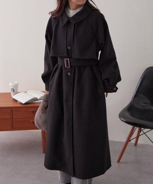 Remind me and forever(リマインドミーアンドフォーエバー)の「アレンジカラーロングコート(ステンカラーコート・レディース・チャコールグレー/ブラウン/ブラック/アイボリー・FREE)」の3枚目の写真