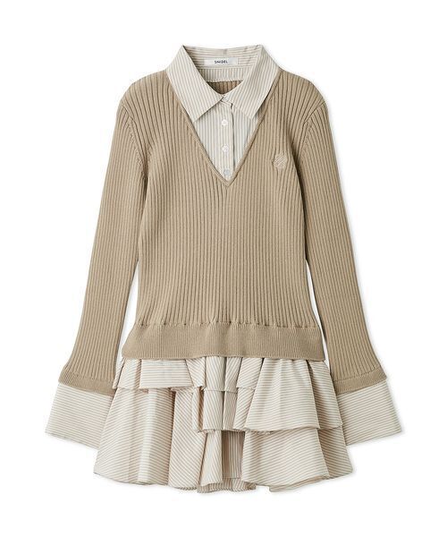SNIDEL(スナイデル)の「ニットドッキングティアードミニワンピース(ワンピース・レディース・ネイビー/アイボリー/ベージュ・F)」の3枚目の写真
