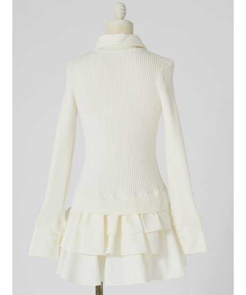 SNIDEL(スナイデル)の「ニットドッキングティアードミニワンピース(ワンピース・レディース・ネイビー/アイボリー/ベージュ・F)」の6枚目の写真