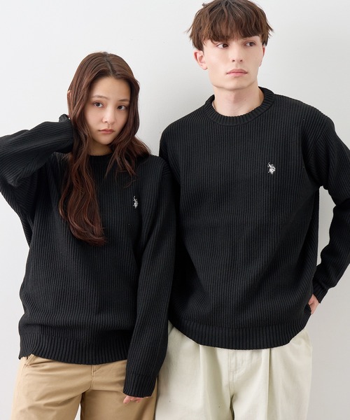 U.S. POLO ASSN.(ユーエスポロアッスン)の「【U.S. POLO ASSN./ユーエスポロアッスン】ワンポイント ダブルホースマン刺繍 クルーネックプルオーバー(ニット/セーター・メンズ・アイボリー/ブラック/ワイン/ブラウン/ブルー/ネイビー・M/LL/L)」の3枚目の写真