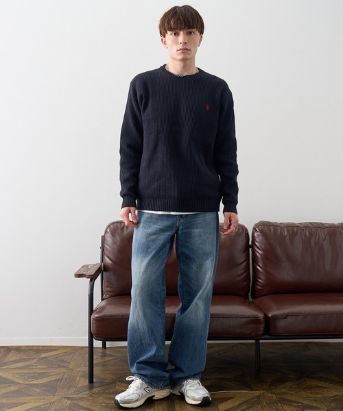 U.S. POLO ASSN.(ユーエスポロアッスン)の「【U.S. POLO ASSN./ユーエスポロアッスン】ワンポイント ダブルホースマン刺繍 クルーネックプルオーバー(ニット/セーター・メンズ・アイボリー/ブラック/ワイン/ブラウン/ブルー/ネイビー・M/LL/L)」の12枚目の写真