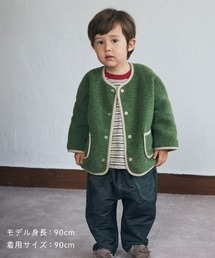 Hoppetta（ホッペッタ）の「【Hoppetta(ホッペッタ)】リバーシブルボアブルゾン オリーブ 70-80・80-90・90-100cm（ブルゾン）」