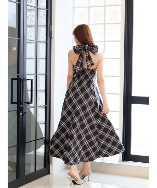 MISTREASS（ミストレアス）の「Plaid Halter Flare Dress（ワンピース・レディース・ベージュ/ブラウン/ブラック・FREE）」の2枚目の写真