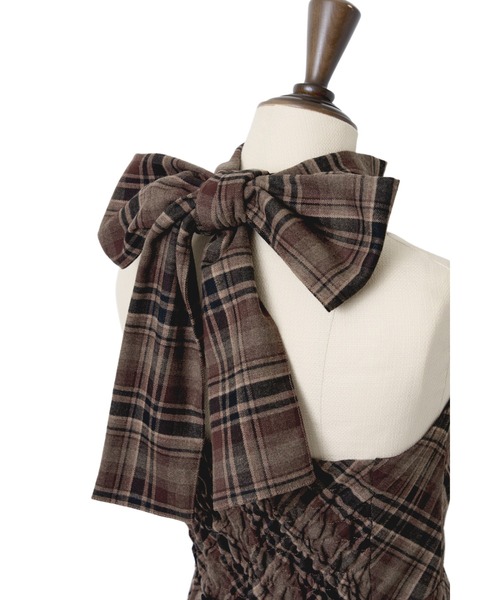 MISTREASS（ミストレアス）の「Plaid Halter Flare Dress（ワンピース・レディース・ベージュ/ブラウン/ブラック・FREE）」の13枚目の写真