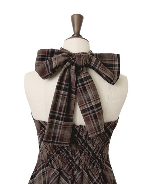 MISTREASS（ミストレアス）の「Plaid Halter Flare Dress（ワンピース・レディース・ベージュ/ブラウン/ブラック・FREE）」の14枚目の写真