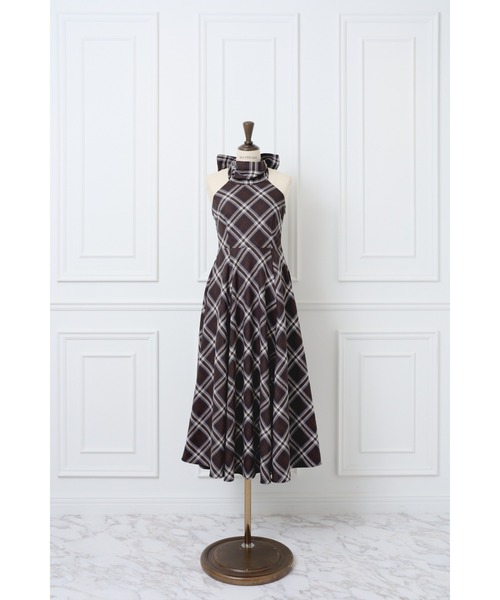MISTREASS（ミストレアス）の「Plaid Halter Flare Dress（ワンピース・レディース・ベージュ/ブラウン/ブラック・FREE）」の9枚目の写真