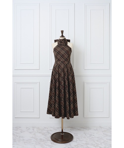 MISTREASS（ミストレアス）の「Plaid Halter Flare Dress（ワンピース・レディース・ベージュ/ブラウン/ブラック・FREE）」の7枚目の写真