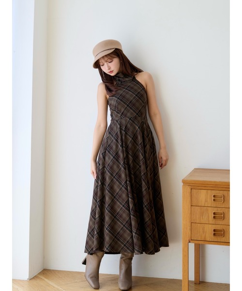 MISTREASS（ミストレアス）の「Plaid Halter Flare Dress（ワンピース・レディース・ベージュ/ブラウン/ブラック・FREE）」の6枚目の写真