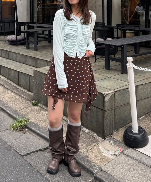 CIAOPANIC（チャオパニック）の「ドットシアーイレヘムミニスカパン（スカート・レディース・ミント/イエロー/ブラウン・ONE SIZE）」の9枚目の写真
