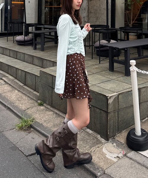 CIAOPANIC（チャオパニック）の「ドットシアーイレヘムミニスカパン（スカート・レディース・ミント/イエロー/ブラウン・ONE SIZE）」の10枚目の写真