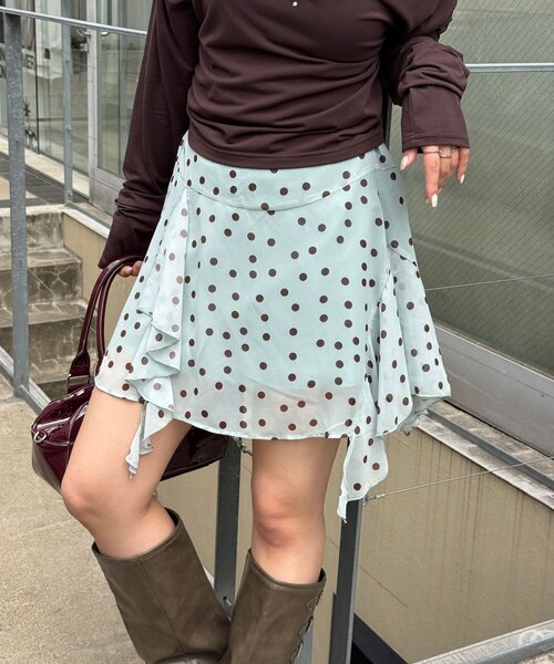 CIAOPANIC（チャオパニック）の「ドットシアーイレヘムミニスカパン（スカート・レディース・ミント/イエロー/ブラウン・ONE SIZE）」の14枚目の写真