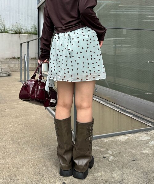 CIAOPANIC（チャオパニック）の「ドットシアーイレヘムミニスカパン（スカート・レディース・ミント/イエロー/ブラウン・ONE SIZE）」の18枚目の写真