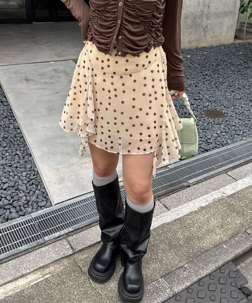 CIAOPANIC（チャオパニック）の「ドットシアーイレヘムミニスカパン（スカート・レディース・ミント/イエロー/ブラウン・ONE SIZE）」の22枚目の写真