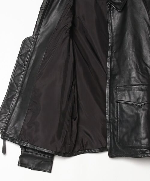 SUNNY SPORTS(サニースポーツ)の「SUNNY SPORTS / サニースポーツ LEATHER AVIATOR JACKET アビエイタージャケット レザージャケット(ブルゾン・メンズ・ブラック・MEDIUM/LARGE)」の3枚目の写真