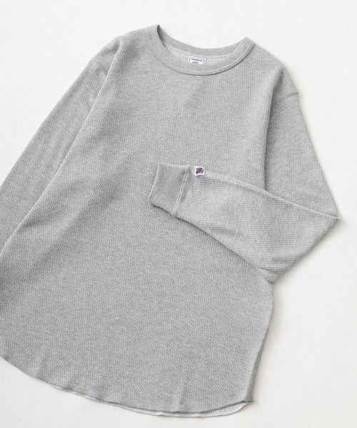 JEMORGAN(ジェーイーモーガン)の「JEMORGAN ダブルフェイスハニカムクルーネックL/S-T(Tシャツ/カットソー・メンズ・ブラック/ナチュラル/杢グレー/ネイビー・M/XL/S)」の3枚目の写真