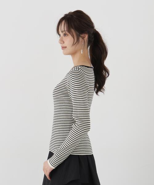 PROPORTION BODY DRESSING（プロポーションボディドレッシング）の「＜ａ＞ロゴ刺繍リブニット / 1216270010（ニット/セーター・レディース・ブルー/ブラック系その他/ブラック・FREE）」の4枚目の写真