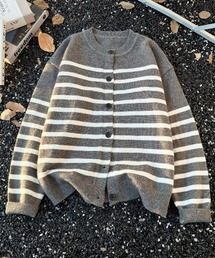 DSボーダークルーネックニットカーディガン