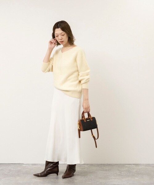 NOLLEY’S Sophi(ノーリーズソフィ)の「ウール混へアリー2WAYプルオーバー(ニット/セーター・レディース・オレンジ/クリーム/オフホワイト/グレー・38)」の20枚目の写真