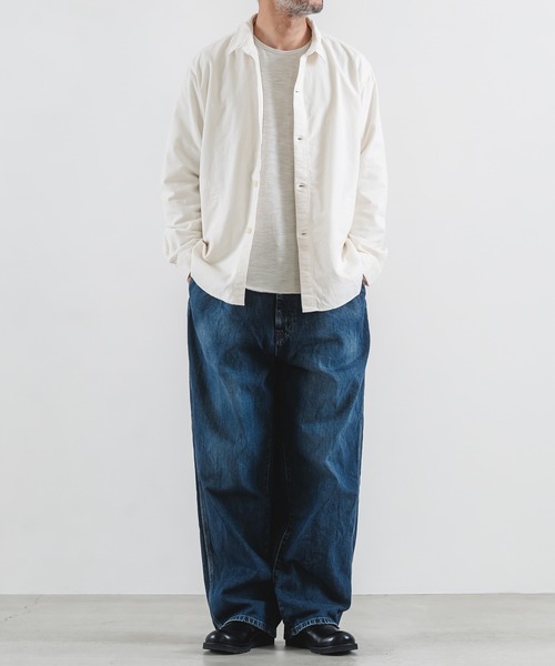 quadro(クオドロ)の「ネル表起毛シームポケシャツ(シャツ/ブラウス・メンズ・ネイビー/キナリ・LARGE/MEDIUM)」の14枚目の写真
