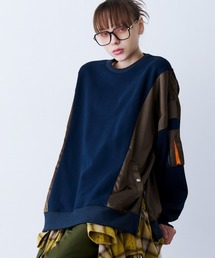SeeSew（シーソー）の「【UNISEX】SATIN MIX MA-1 SWEAT/サテンミックスMA-1スウェット（スウェット）」