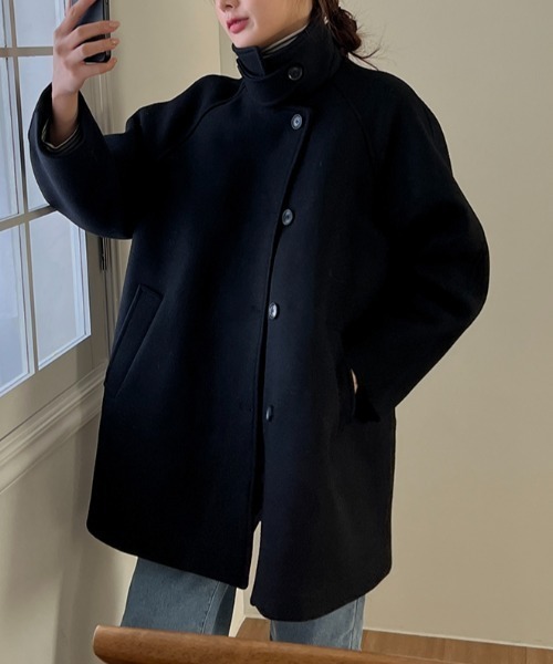 FAVORITO（ファヴォリート）の「スタンドカラーシングルブレストコート（その他アウター・レディース・ブラック/ネイビー・F）」の3枚目の写真