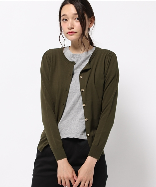 NATURAL BEAUTY BASIC（ナチュラルビューティーベーシック）の「UVカットフラワー釦カーディガン（カーディガン/ボレロ・レディース・ネイビー/ブルー/カーキ・MEDIUM）」の2枚目の写真