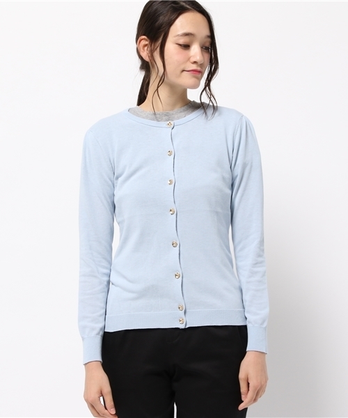 NATURAL BEAUTY BASIC（ナチュラルビューティーベーシック）の「UVカットフラワー釦カーディガン（カーディガン/ボレロ・レディース・ネイビー/ブルー/カーキ・MEDIUM）」の4枚目の写真